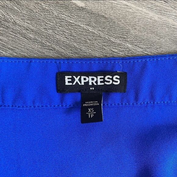 Express Cobalt Blue Blouse Flowy Chiffon Light XS Top Bright - Picture 2 of 13